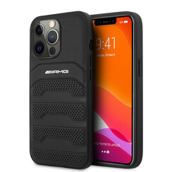 AMG iPhone 14 Pro Max Back cover coque - Debossed Lines - White Logo - Noir