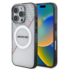 AMG iPhone 16 Pro Backcover hoesje - Magsafe - Double Layer - White Circle - Transparant