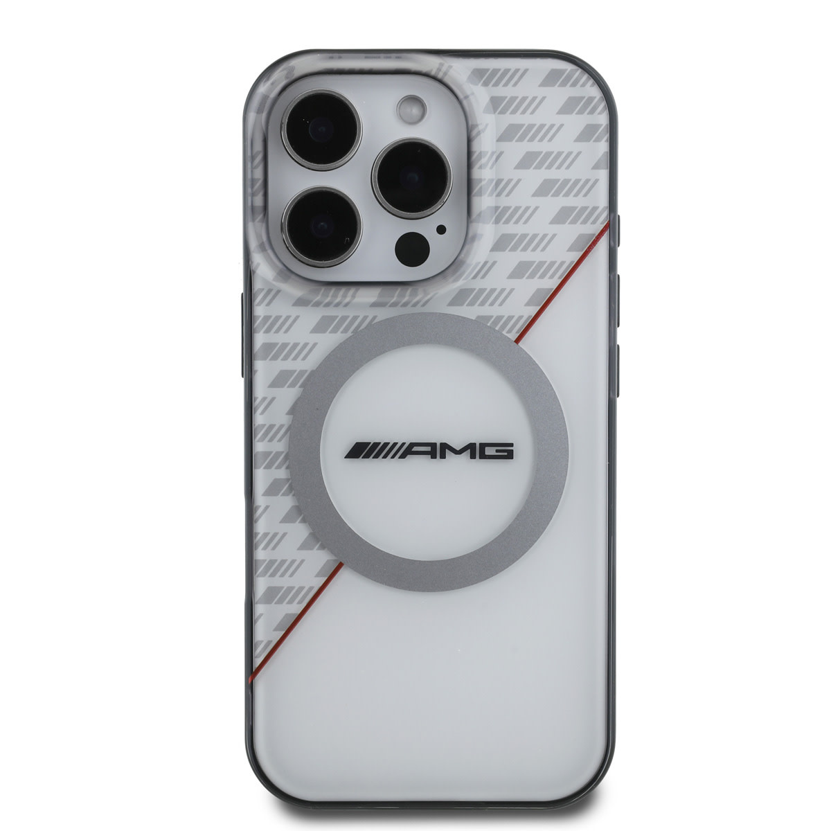 AMG AMG iPhone 16 Pro Backcover hoesje - Magsafe - Double Layer - White Circle - Transparant, foto 3 van 6