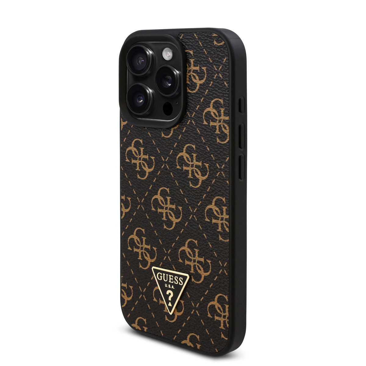 Guess Guess iPhone 16 Pro Backcover hoesje - 4G Background - Triangle Logo - Zwart, foto 2 van 6