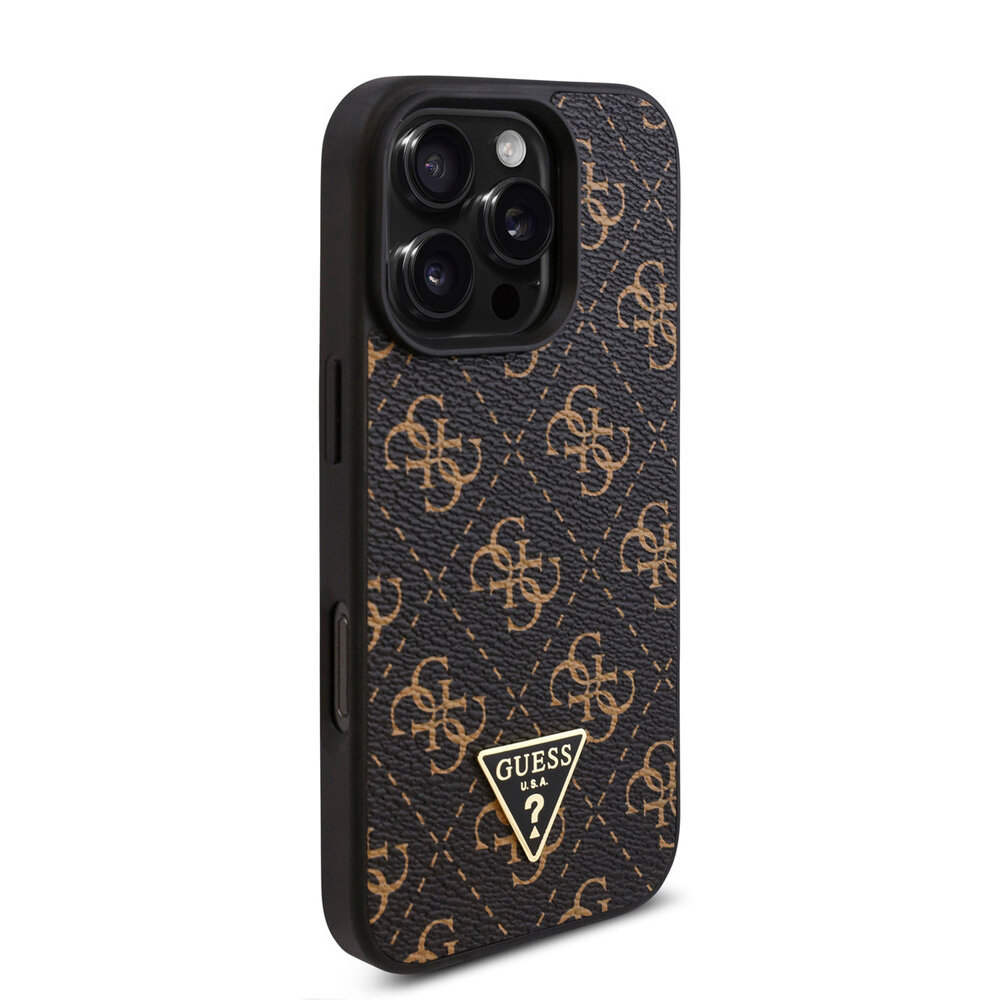Guess Guess iPhone 16 Pro Back-Cover hul - 4G Background - Triangle Logo - Schwarz Guess Guess iPhone 16 Pro Back-Cover hul - 4G Background - Triangle Logo - Schwarz