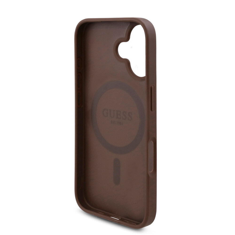 Guess Guess iPhone 16 Backcover hoesje - Magsafe - Flower Print - Bruin Guess Guess iPhone 16 Backcover hoesje - Magsafe - Flower Print - Bruin