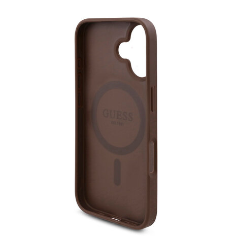 Guess Guess iPhone 16 Backcover hoesje - Magsafe - Flower Print - Bruin Guess Guess iPhone 16 Backcover hoesje - Magsafe - Flower Print - Bruin