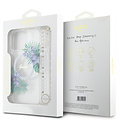 Guess Guess iPhone 16 Pro Back cover case - Magsafe IML - Flower Wreath Design & Pearl Strap - Transparent