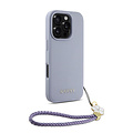 Guess Guess iPhone 16 Pro Back cover case - Magsafe - Grained - Flower Charm Strap - Purple