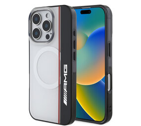 AMG AMG iPhone 16 Pro Back cover case - Magsafe - Double Layer - Red Line - White AMG AMG iPhone 16 Pro Back cover case - Magsafe - Double Layer - Red Line - White