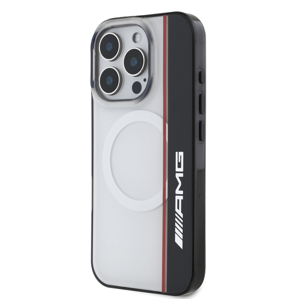 AMG AMG iPhone 16 Pro Back cover case - Magsafe - Double Layer - Red Line - White AMG AMG iPhone 16 Pro Back cover case - Magsafe - Double Layer - Red Line - White
