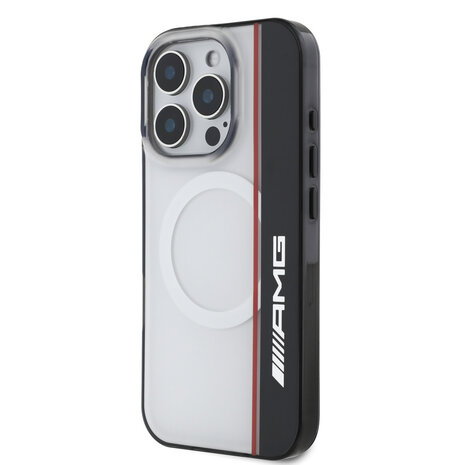 AMG AMG iPhone 16 Pro Back cover case - Magsafe - Double Layer - Red Line - White AMG AMG iPhone 16 Pro Back cover case - Magsafe - Double Layer - Red Line - White