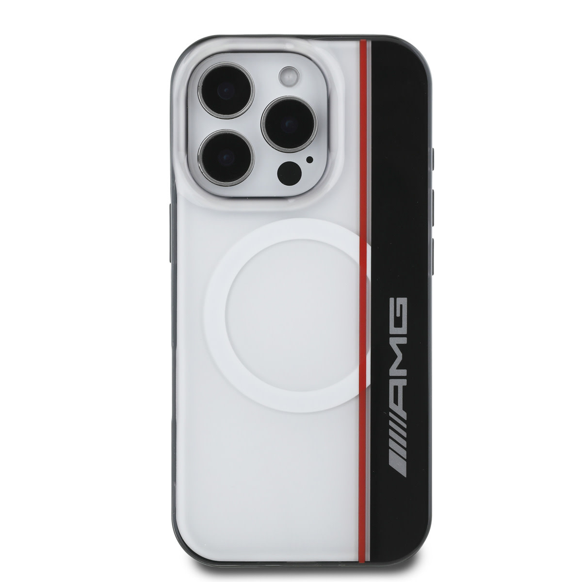 AMG AMG iPhone 16 Pro Backcover hoesje - Magsafe - Double Layer - Red Line - Wit, foto 3 van 6
