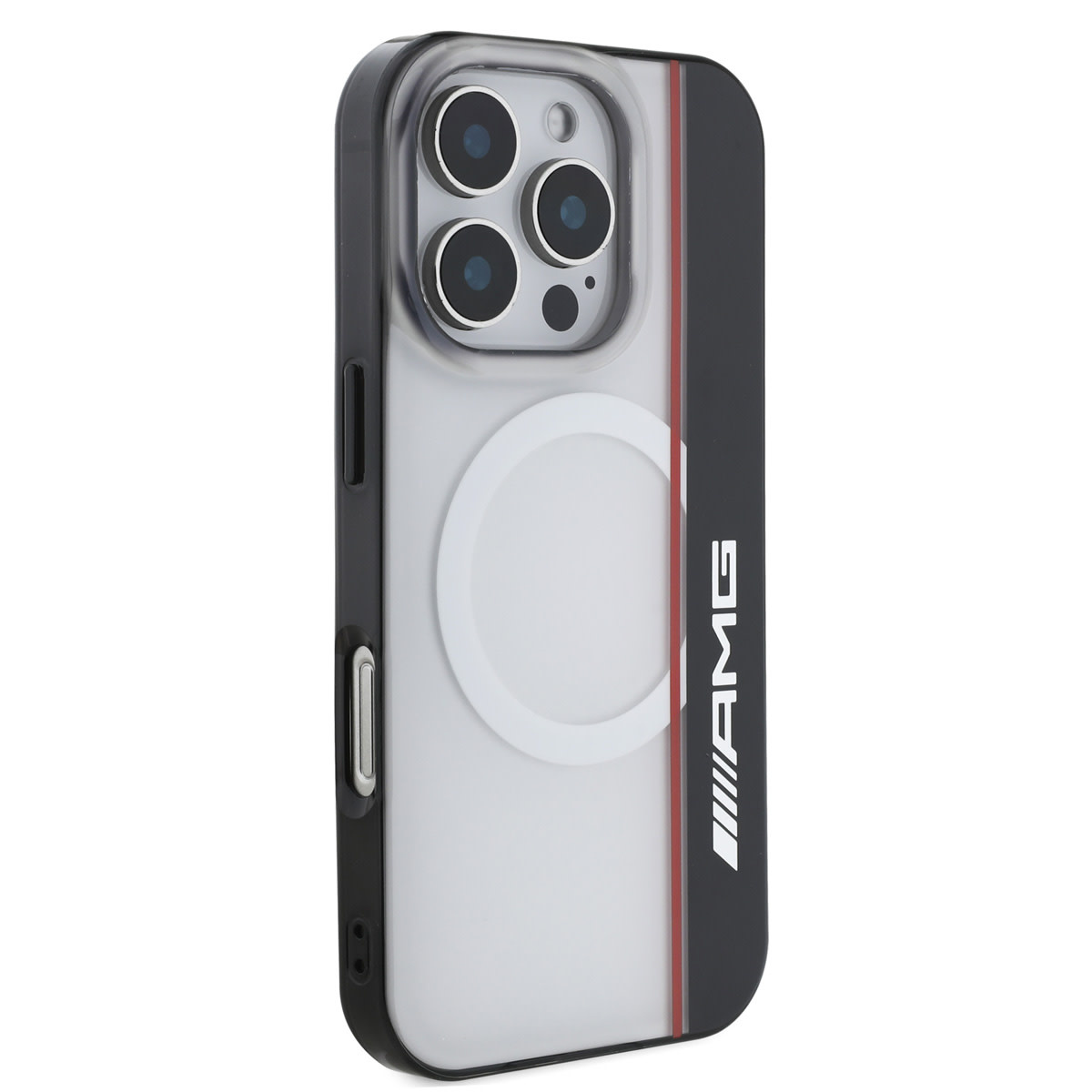 AMG AMG iPhone 16 Pro Backcover hoesje - Magsafe - Double Layer - Red Line - Wit, foto 4 van 6