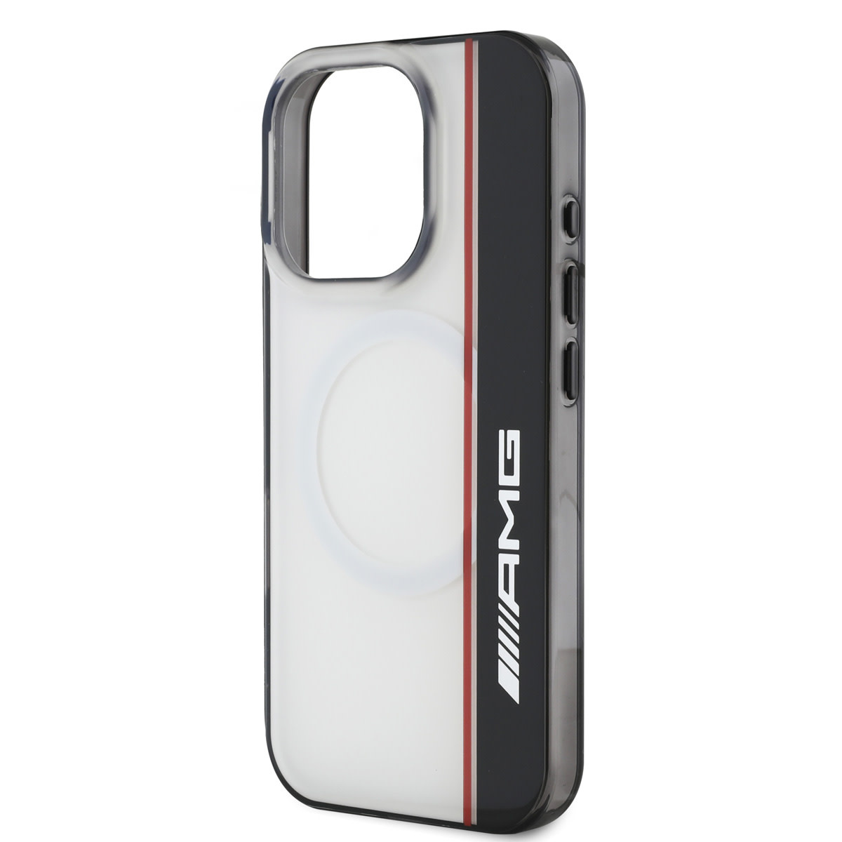 AMG AMG iPhone 16 Pro Backcover hoesje - Magsafe - Double Layer - Red Line - Wit, foto 5 van 6