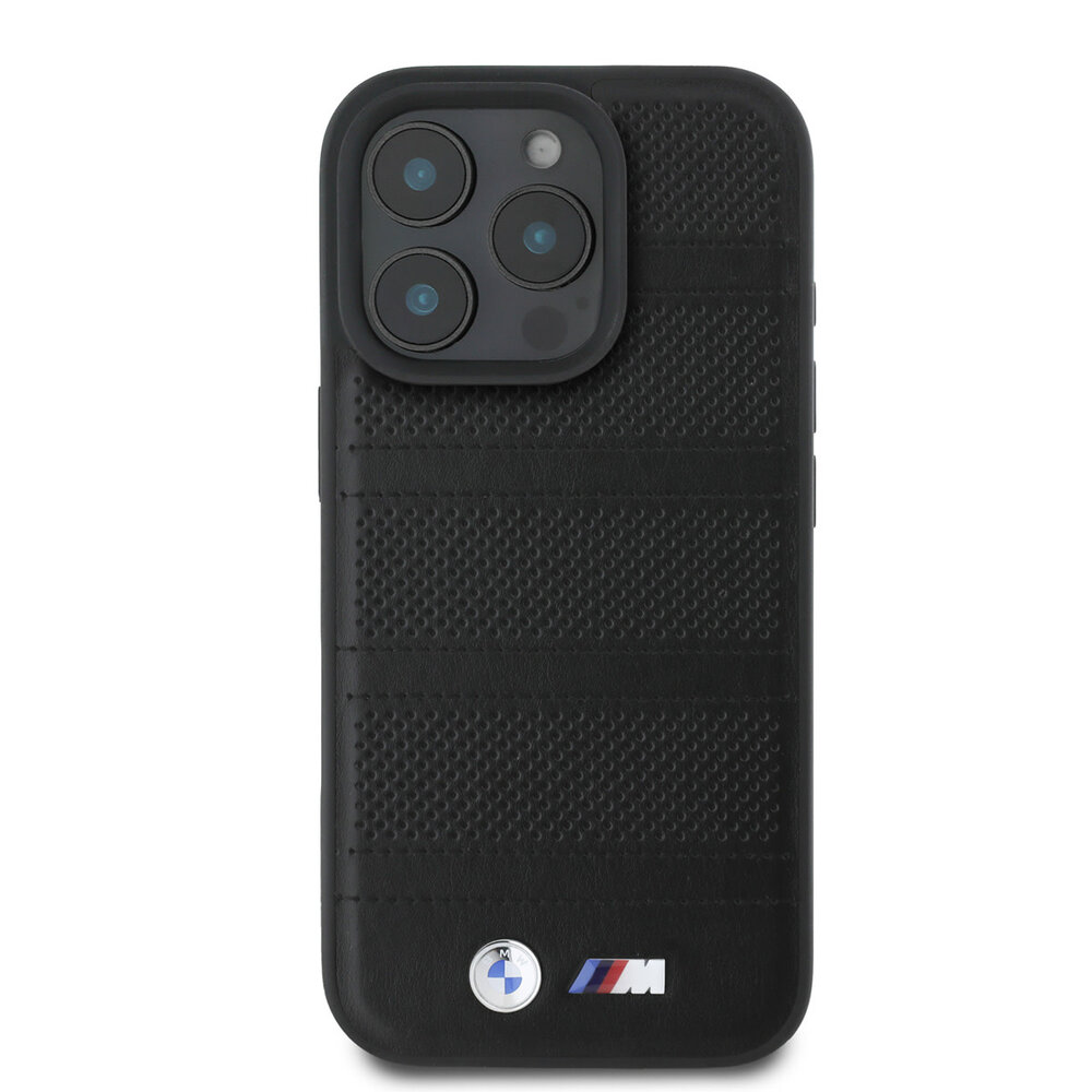 BMW BMW iPhone 16 Pro Max Back cover case - Magsafe - Perforated - Stitched lines - Black BMW BMW iPhone 16 Pro Max Back cover case - Magsafe - Perforated - Stitched lines - Black