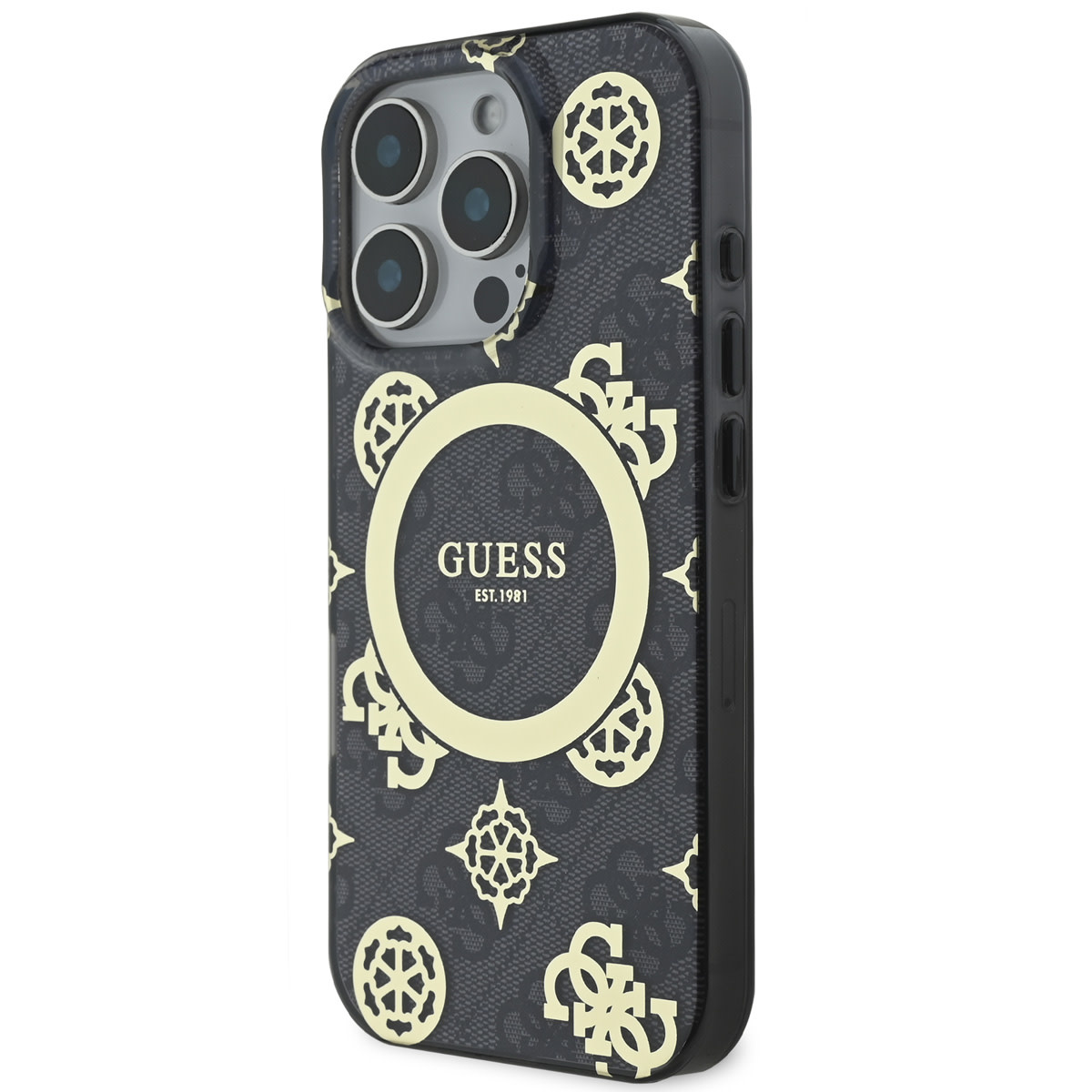 Guess Guess iPhone 16 Pro Backcover hoesje - Magsafe - Peony 4G - Zwart, foto 2 van 6
