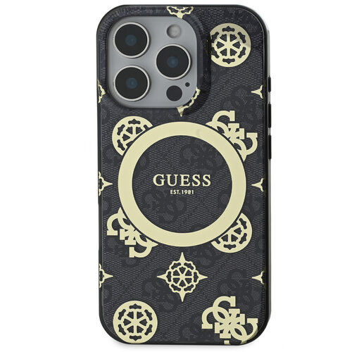 Guess Guess iPhone 16 Pro Back-Cover hul - Magsafe - Peony 4G - Schwarz