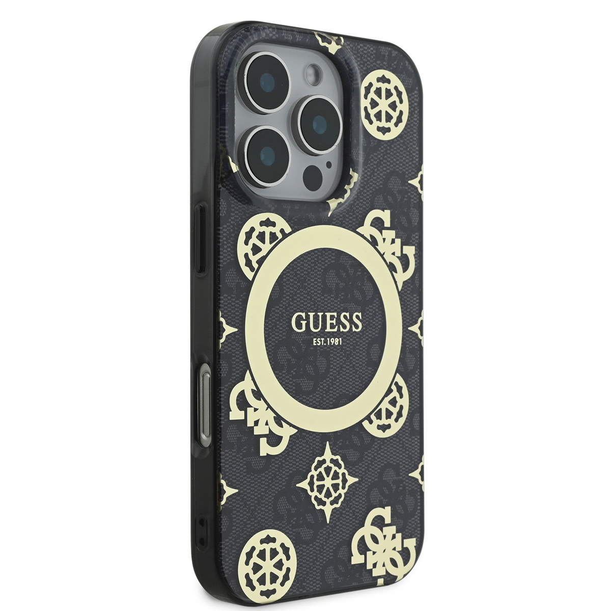 Guess Guess iPhone 16 Pro Backcover hoesje - Magsafe - Peony 4G - Zwart, foto 4 van 6