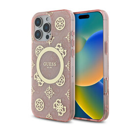 Guess Guess iPhone 16 Pro Max Backcover hoesje - Magsafe - Peony 4G - Roze Guess Guess iPhone 16 Pro Max Backcover hoesje - Magsafe - Peony 4G - Roze