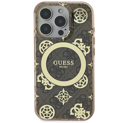 Guess Guess iPhone 16 Pro Max Back cover coque - Magsafe - Peony 4G - Marron