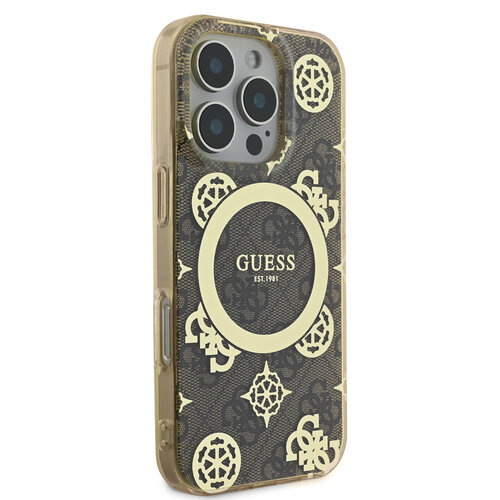 Guess Guess iPhone 16 Pro Max Back cover case - Magsafe - Peony 4G - Brown