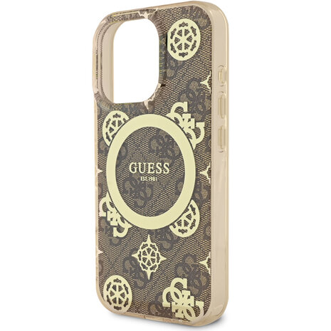 Guess Guess iPhone 16 Pro Max Back-Cover hul - Magsafe - Peony 4G - Braun Guess Guess iPhone 16 Pro Max Back-Cover hul - Magsafe - Peony 4G - Braun