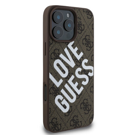 Guess Guess iPhone 16 Pro Max Back cover coque - Magsafe 4G - LOVE GUESS - Marron Guess Guess iPhone 16 Pro Max Back cover coque - Magsafe 4G - LOVE GUESS - Marron