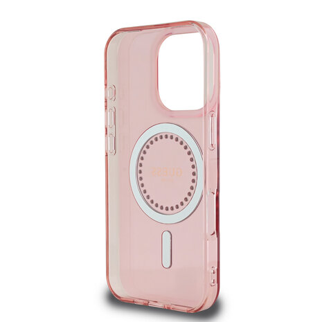 Guess Guess iPhone 16 Pro Max Back cover coque - Magsafe IML - Rhinestones - Rose Guess Guess iPhone 16 Pro Max Back cover coque - Magsafe IML - Rhinestones - Rose