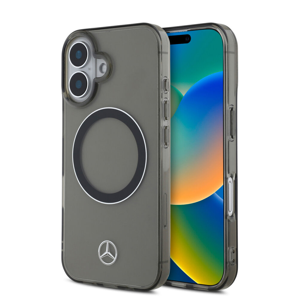 Mercedes-Benz Mercedes-Benz iPhone 16 Back cover case - Smokey Magsafe - Silver Ring - Transparent Mercedes-Benz Mercedes-Benz iPhone 16 Back cover case - Smokey Magsafe - Silver Ring - Transparent