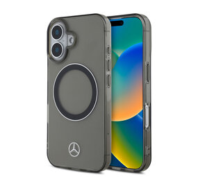 Mercedes-Benz Mercedes-Benz iPhone 16 Back-Cover hul - Smokey Magsafe - Silver Ring - Transparent Mercedes-Benz Mercedes-Benz iPhone 16 Back-Cover hul - Smokey Magsafe - Silver Ring - Transparent