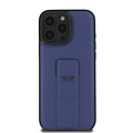 Tumi Tumi iPhone 16 Pro Max Back-Cover hul - Leather with Grip Stand - Embossed Balistic Pattern - Blau