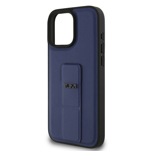 Tumi Tumi iPhone 16 Pro Max Backcover hoesje - Leather with Grip Stand - Embossed Balistic Pattern - Blauw