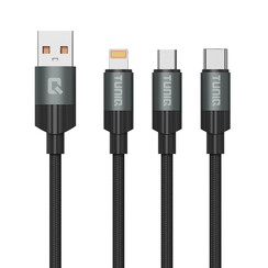 TUNIQ 3 in 1 USB Charging and data transfer cable 100cm - Black