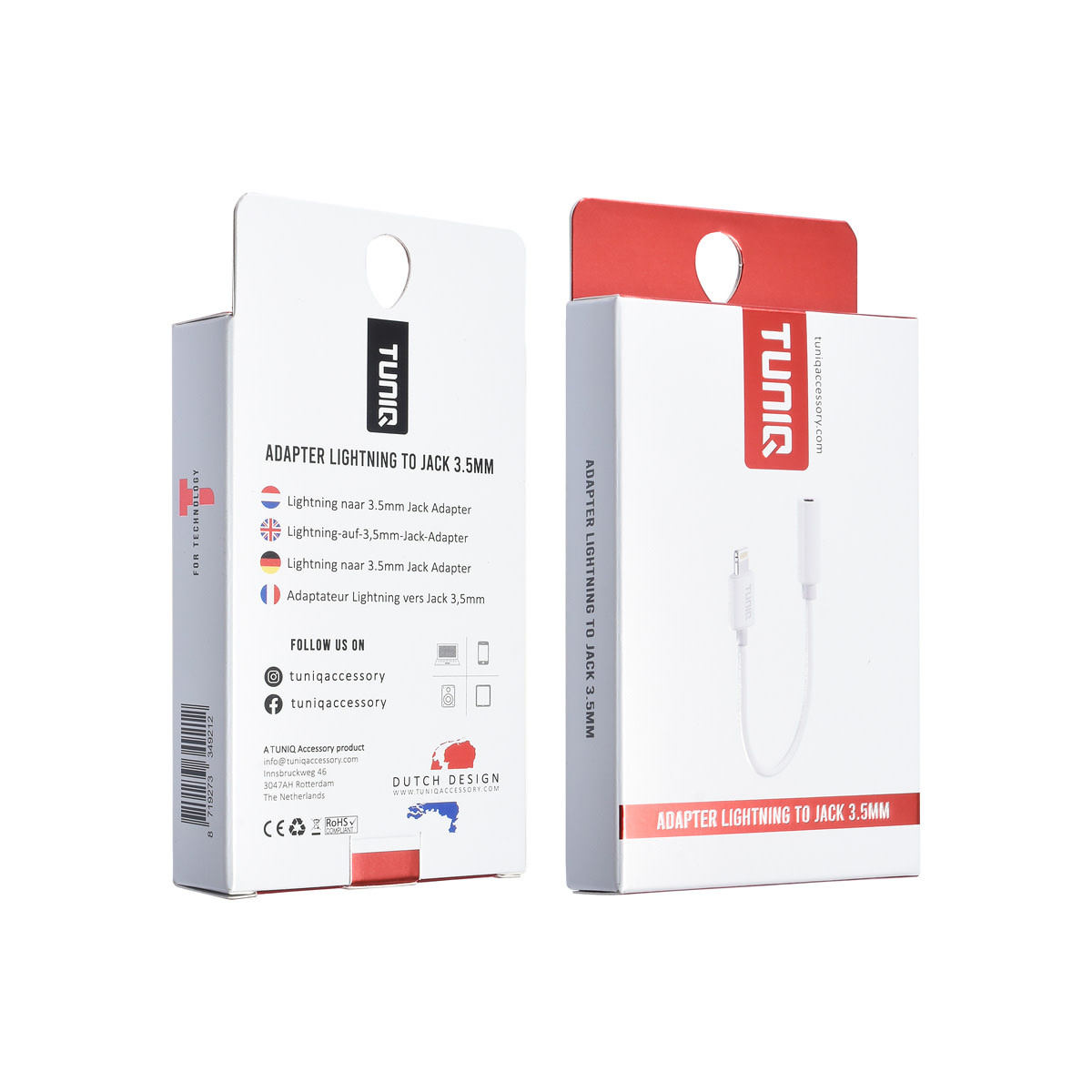 TUNIQ TUNIQ Earphone Adapter - Lightning to 3.5 Jack - Wit, foto 2 van 2