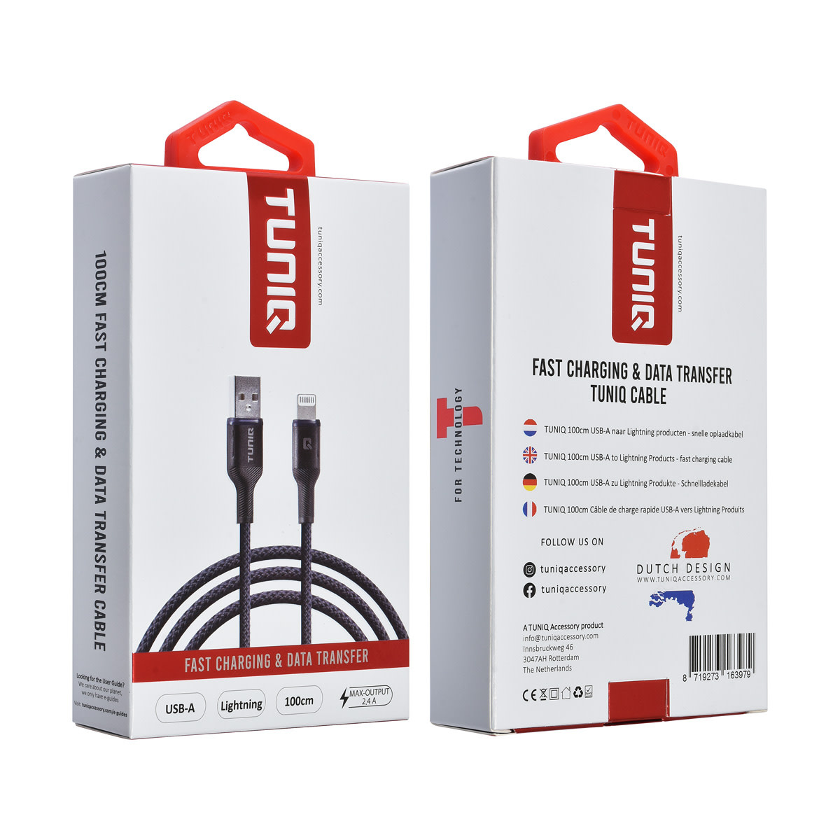 TUNIQ TUNIQ USB-A naar USB-C Kabel 100cm - Snelle oplaadkabel - Blauw, foto 2 van 2