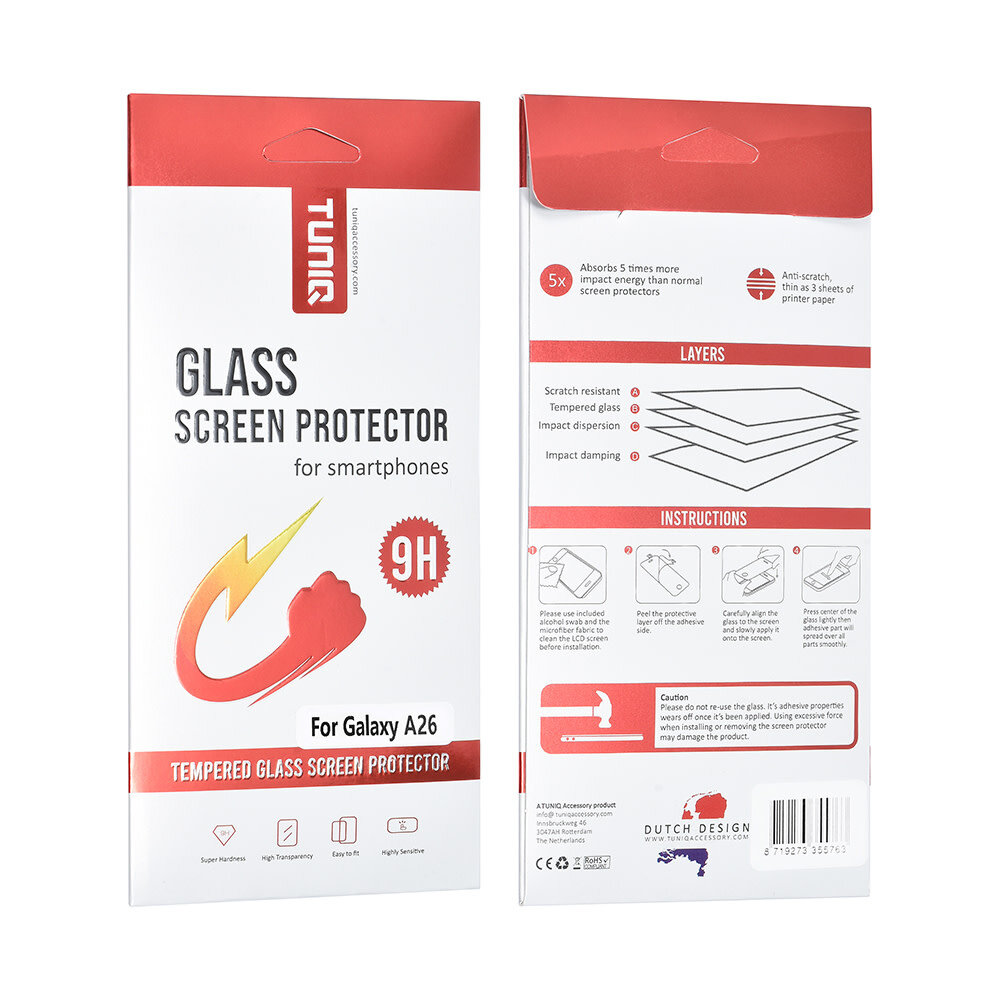TUNIQ box of 10 - TUNIQ Galaxy A26 5G Protecteur D'écran - Tempered Glass - Transparent TUNIQ box of 10 - TUNIQ Galaxy A26 5G Protecteur D'écran - Tempered Glass - Transparent