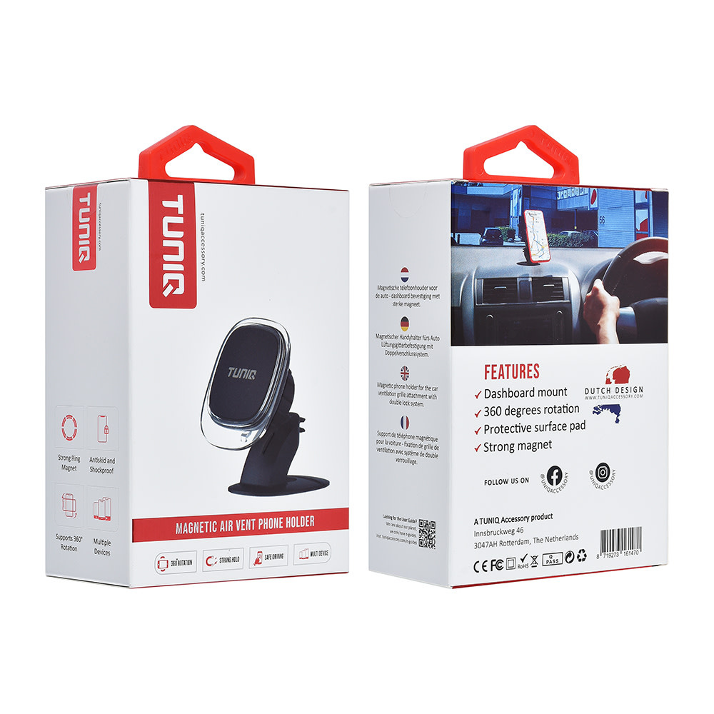 TUNIQ TUNIQ Magnetische 360 graden draaibare Dashboard Telefoonhouder - Zwart, foto 4 van 4