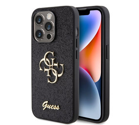 Guess Guess iPhone 15 Pro Backcover hoesje - Big 4G - Fixed Glitter - Zwart Guess Guess iPhone 15 Pro Backcover hoesje - Big 4G - Fixed Glitter - Zwart
