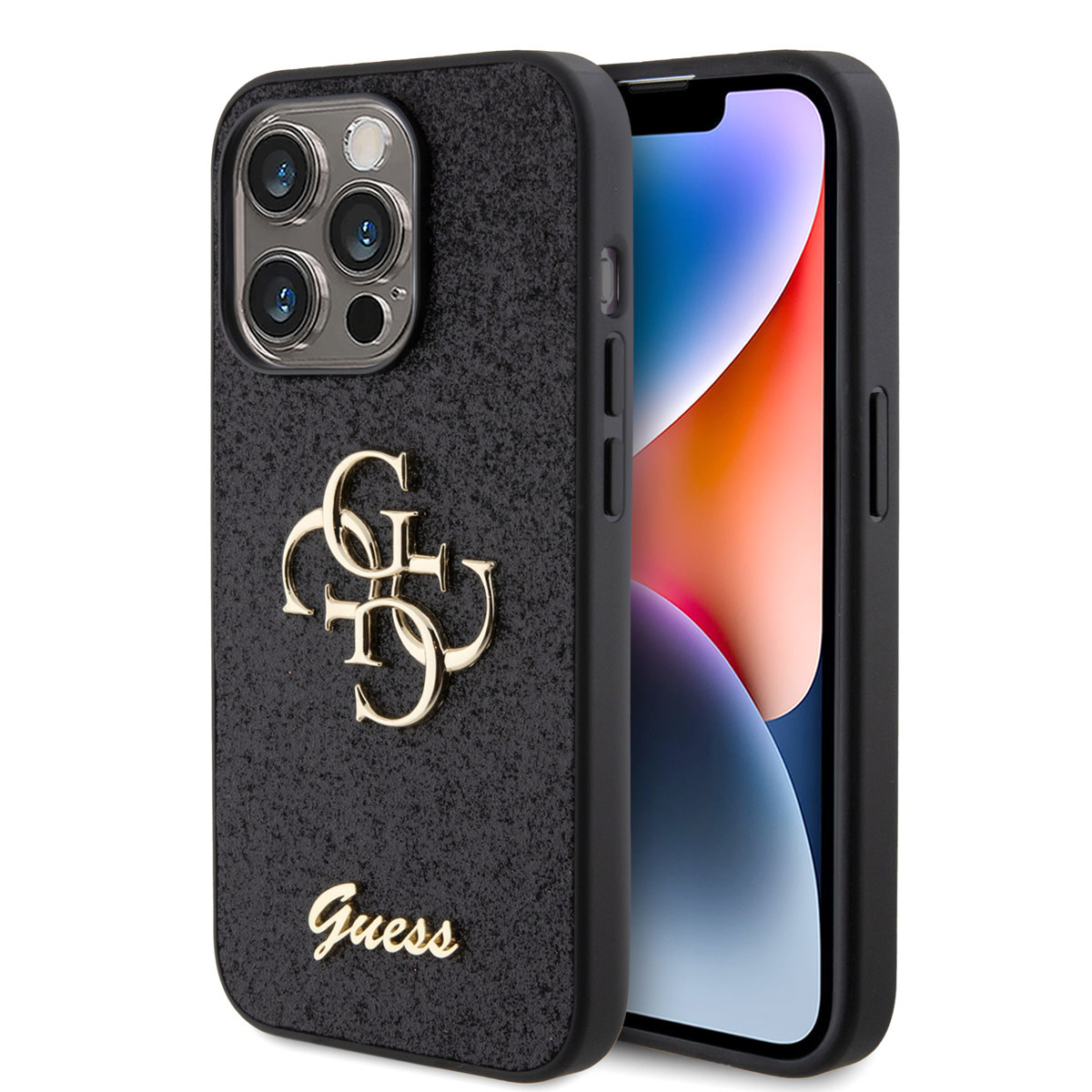 Guess Guess iPhone 15 Pro Backcover hoesje - Big 4G - Fixed Glitter - Zwart