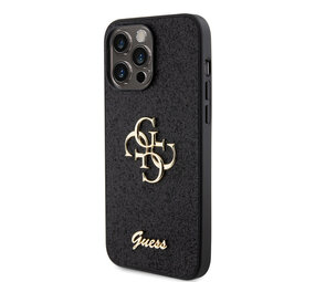 Guess Guess iPhone 15 Pro Max Backcover hoesje - Big 4G - Fixed Glitter - Zwart Guess Guess iPhone 15 Pro Max Backcover hoesje - Big 4G - Fixed Glitter - Zwart