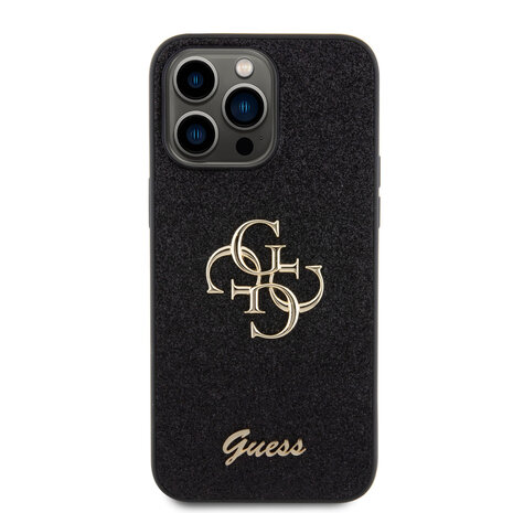 Guess Guess iPhone 15 Pro Max Backcover hoesje - Big 4G - Fixed Glitter - Zwart Guess Guess iPhone 15 Pro Max Backcover hoesje - Big 4G - Fixed Glitter - Zwart