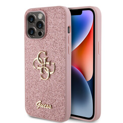 Guess iPhone 15 Pro Max Backcover hoesje - Big 4G - Fixed Glitter - Roze