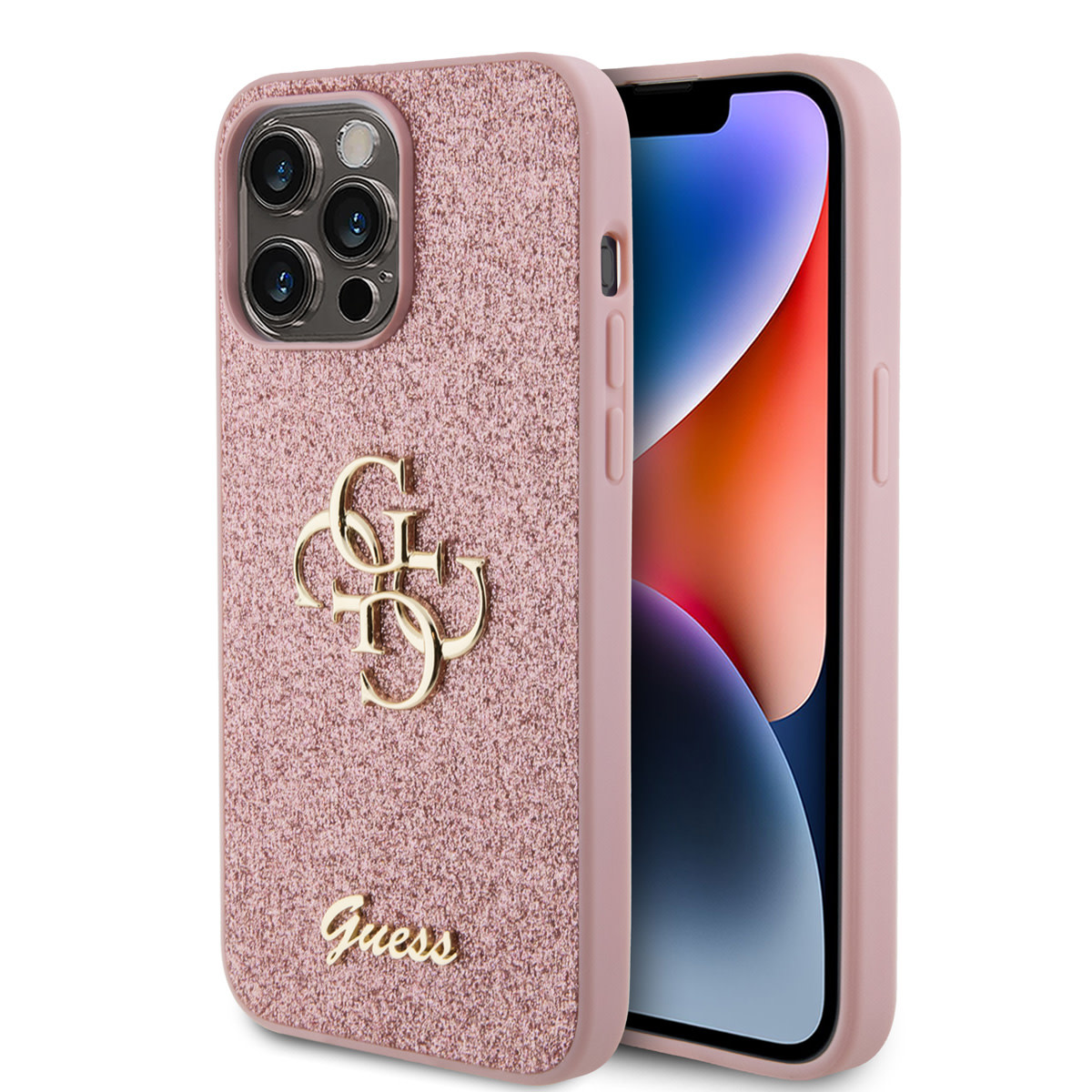 Guess Guess iPhone 15 Pro Max Backcover hoesje - Big 4G - Fixed Glitter - Roze