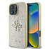 Guess iPhone 16 Pro Backcover hoesje - Big 4G - Fixed Glitter - Goud Guess iPhone 16 Pro Backcover hoesje - Big 4G - Fixed Glitter - Goud