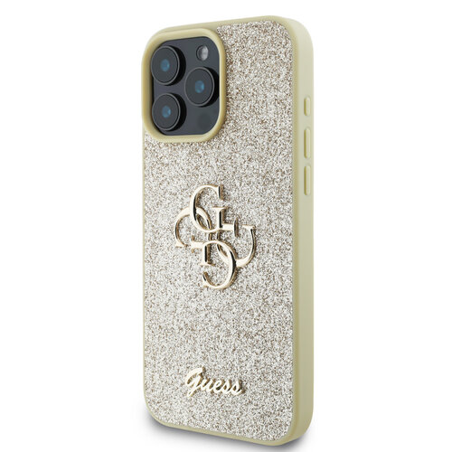 Guess Guess iPhone 16 Pro Backcover hoesje - Big 4G - Fixed Glitter - Goud