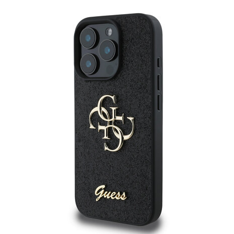Guess Guess iPhone 16 Pro Back-Cover hul - Big 4G - Fixed Glitter - Schwarz Guess Guess iPhone 16 Pro Back-Cover hul - Big 4G - Fixed Glitter - Schwarz