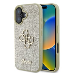 Guess iPhone 16 Backcover hoesje - Big 4G - Fixed Glitter - Goud