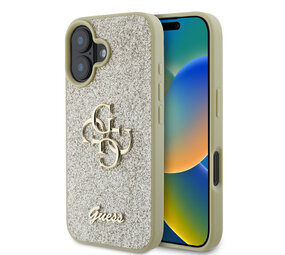 Guess Guess iPhone 16 Back cover case - Big 4G - Fixed Glitter - Gold Guess Guess iPhone 16 Back cover case - Big 4G - Fixed Glitter - Gold