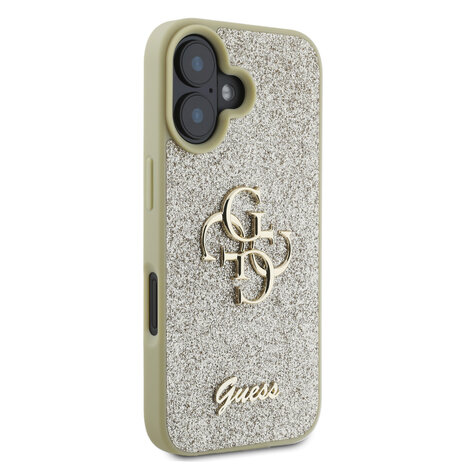 Guess Guess iPhone 16 Backcover hoesje - Big 4G - Fixed Glitter - Goud Guess Guess iPhone 16 Backcover hoesje - Big 4G - Fixed Glitter - Goud