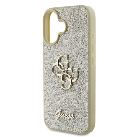 Guess Guess iPhone 16 Back cover case - Big 4G - Fixed Glitter - Gold Guess Guess iPhone 16 Back cover case - Big 4G - Fixed Glitter - Gold