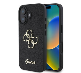 Guess Guess iPhone 16 Back-Cover hul - Big 4G - Fixed Glitter - Schwarz Guess Guess iPhone 16 Back-Cover hul - Big 4G - Fixed Glitter - Schwarz
