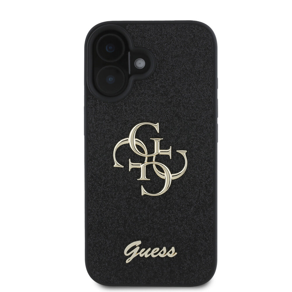 Guess Guess iPhone 16 Backcover hoesje - Big 4G - Fixed Glitter - Zwart Guess Guess iPhone 16 Backcover hoesje - Big 4G - Fixed Glitter - Zwart