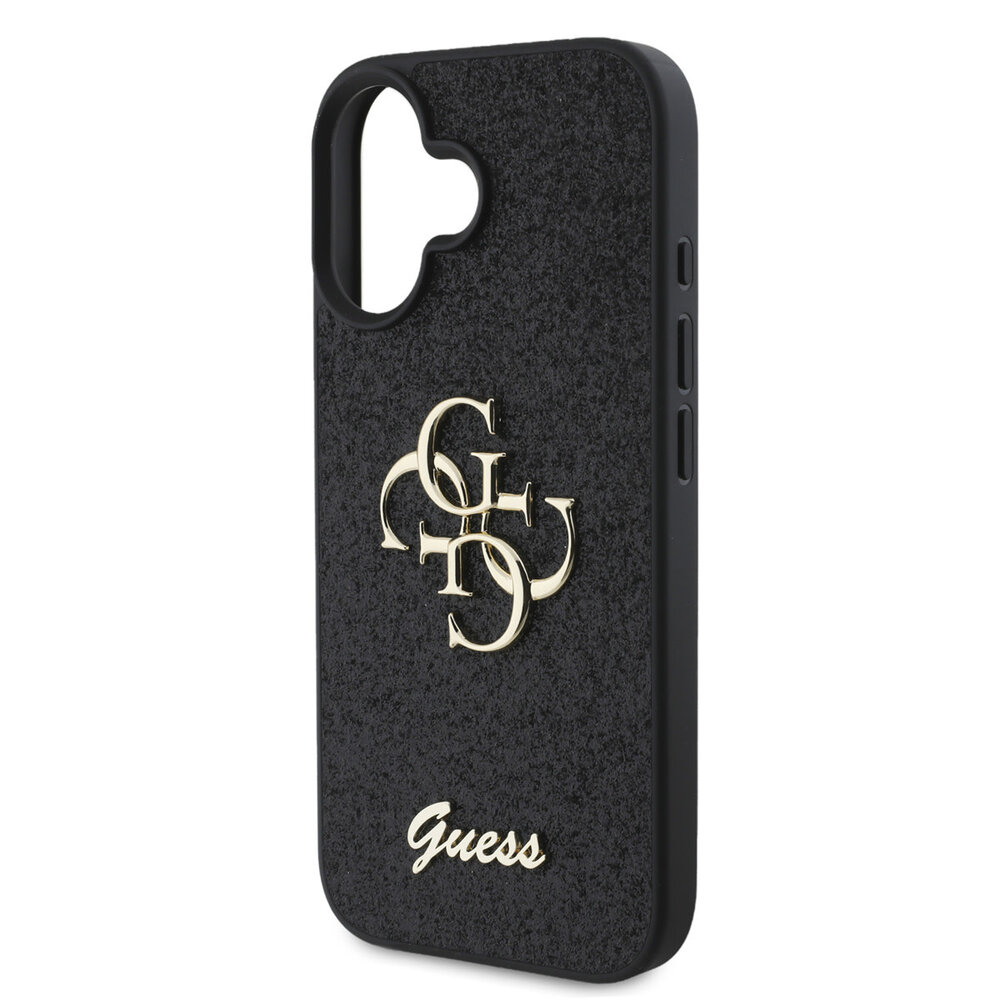 Guess Guess iPhone 16 Backcover hoesje - Big 4G - Fixed Glitter - Zwart Guess Guess iPhone 16 Backcover hoesje - Big 4G - Fixed Glitter - Zwart